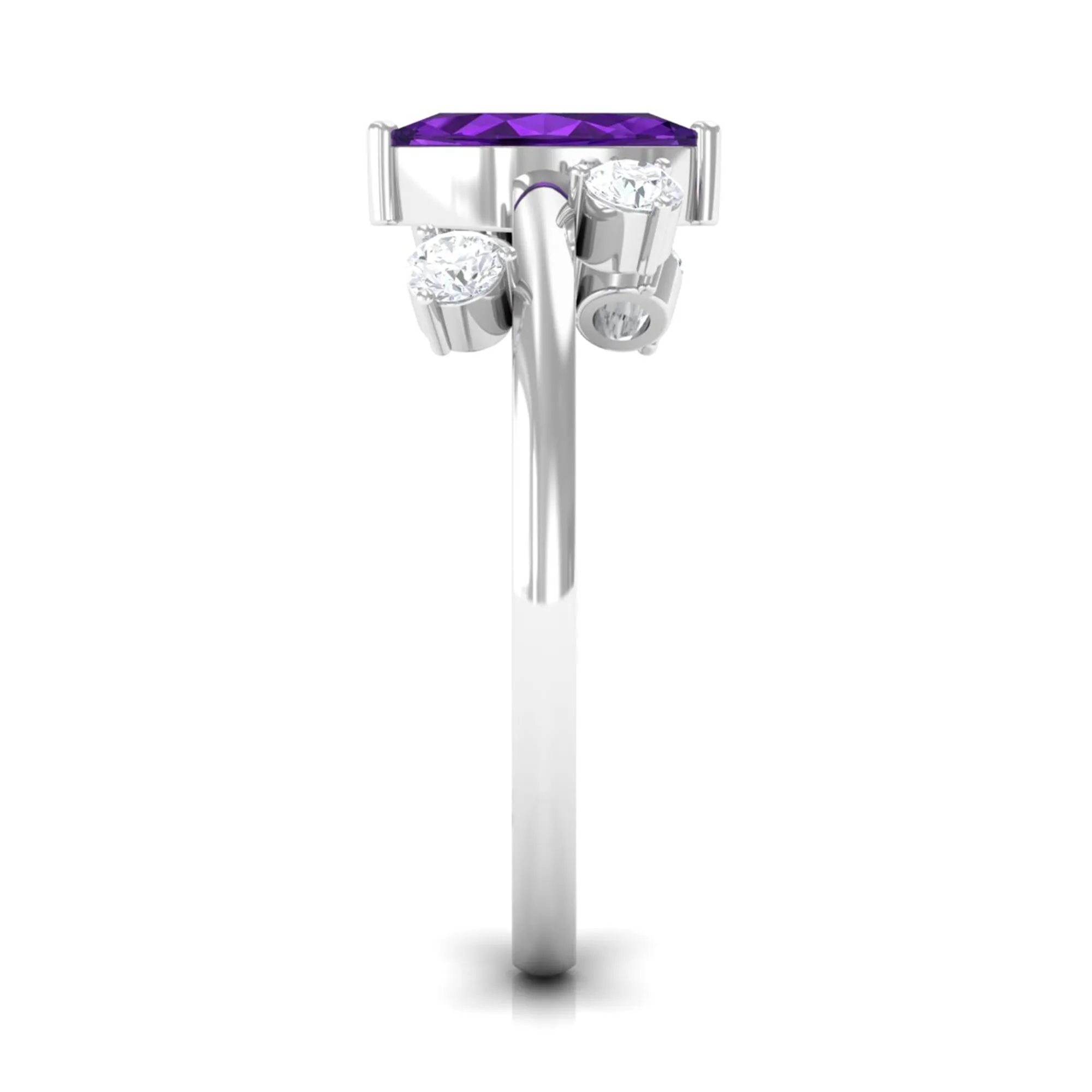 1 Ct Marquise Amethyst Engagement Ring with Scatter Diamond