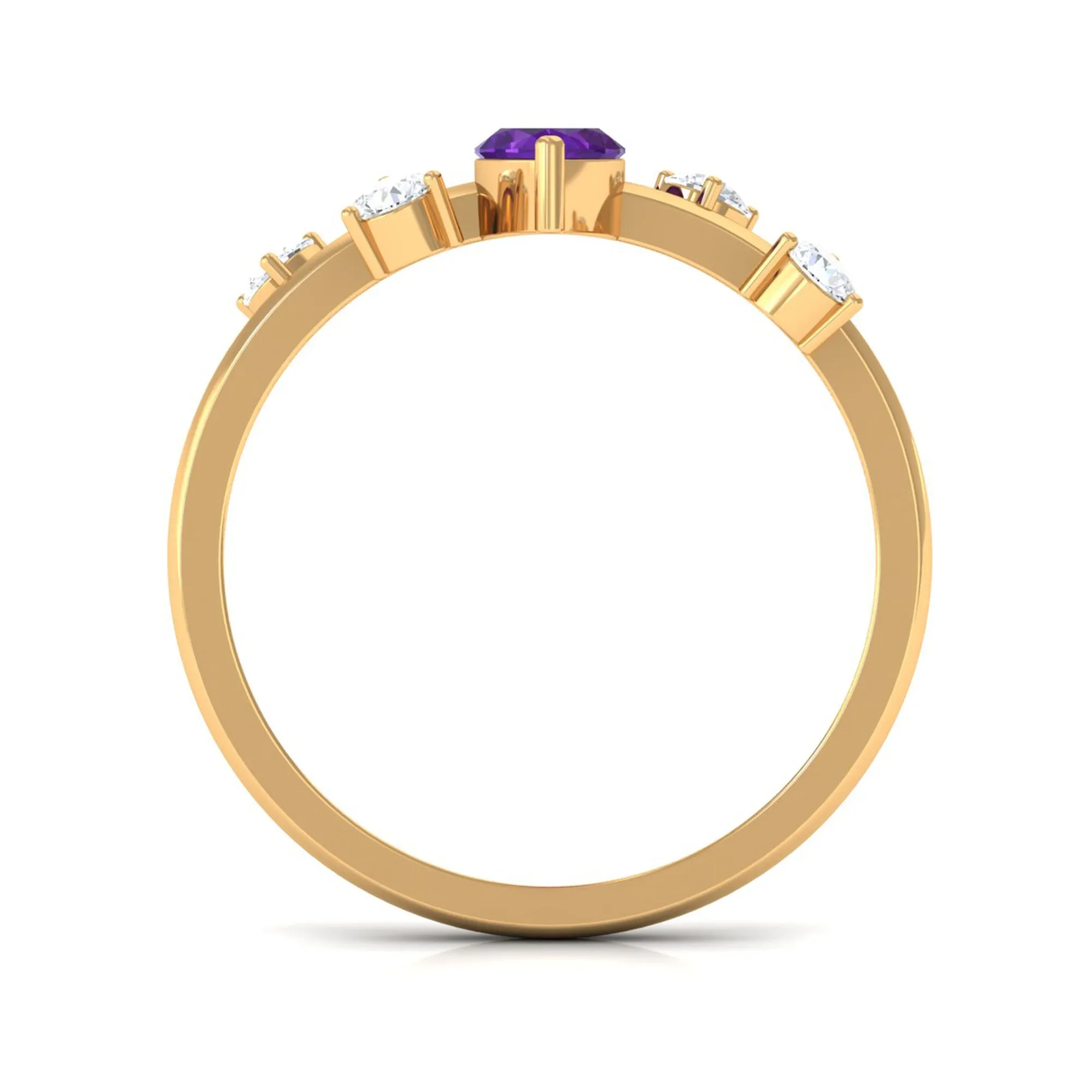 1 Ct Marquise Amethyst Engagement Ring with Scatter Diamond