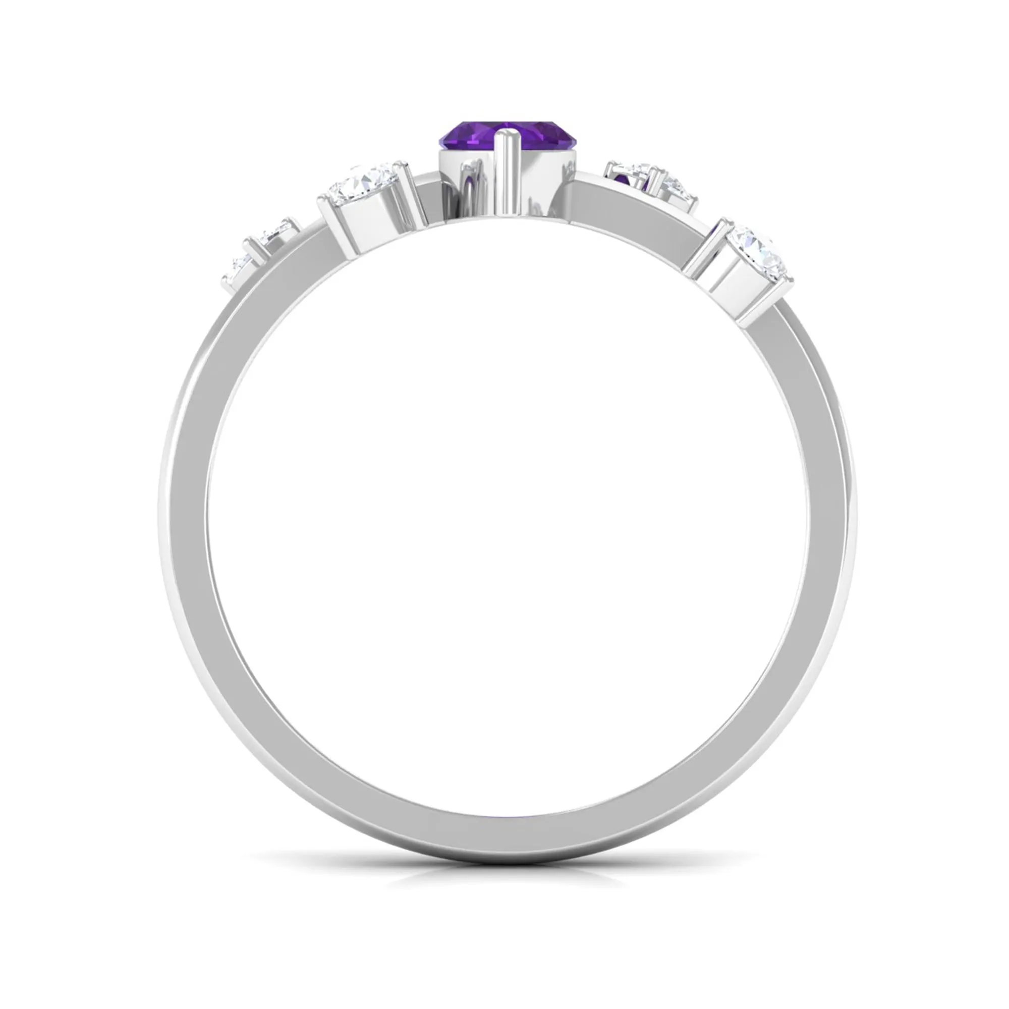 1 Ct Marquise Amethyst Engagement Ring with Scatter Diamond