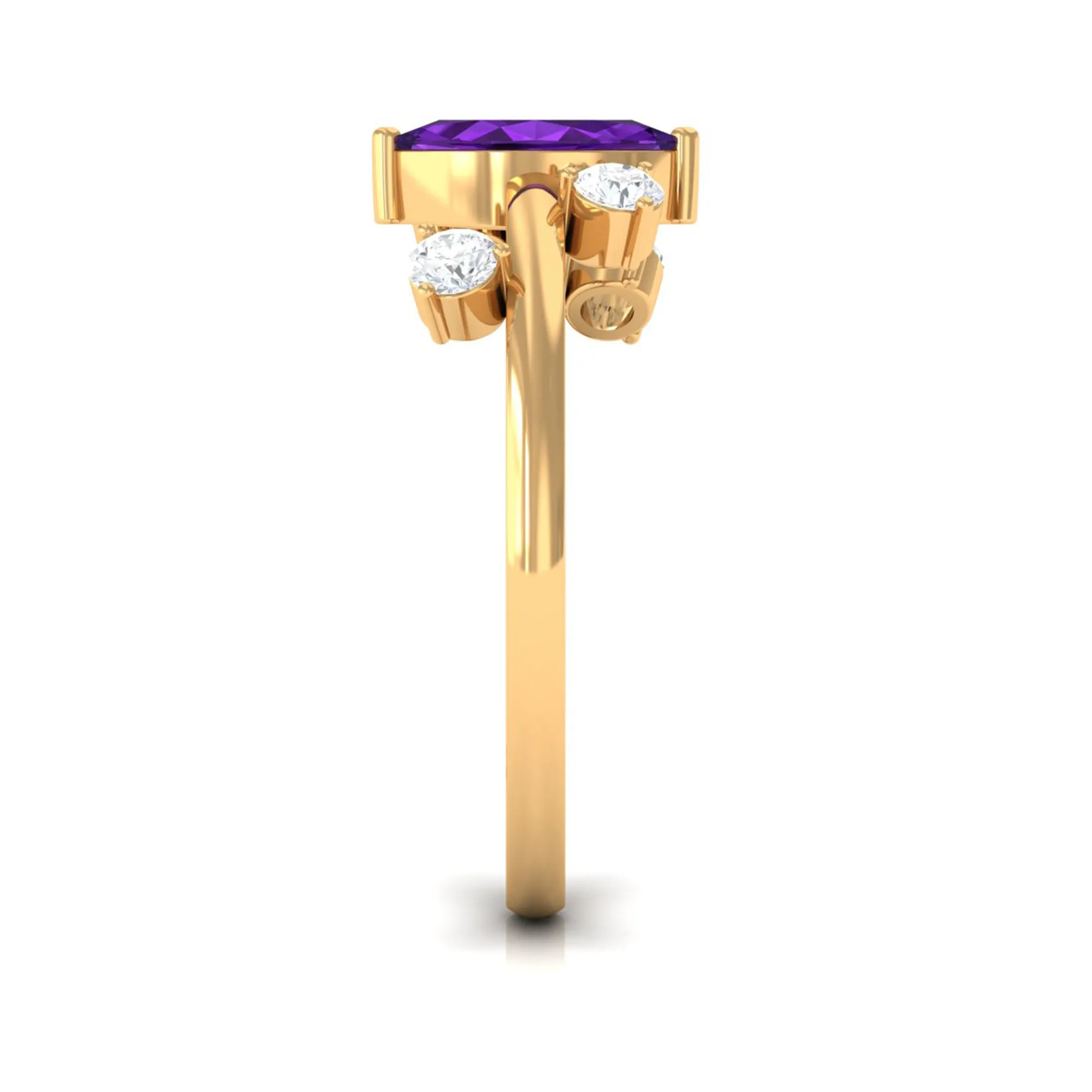 1 Ct Marquise Amethyst Engagement Ring with Scatter Diamond