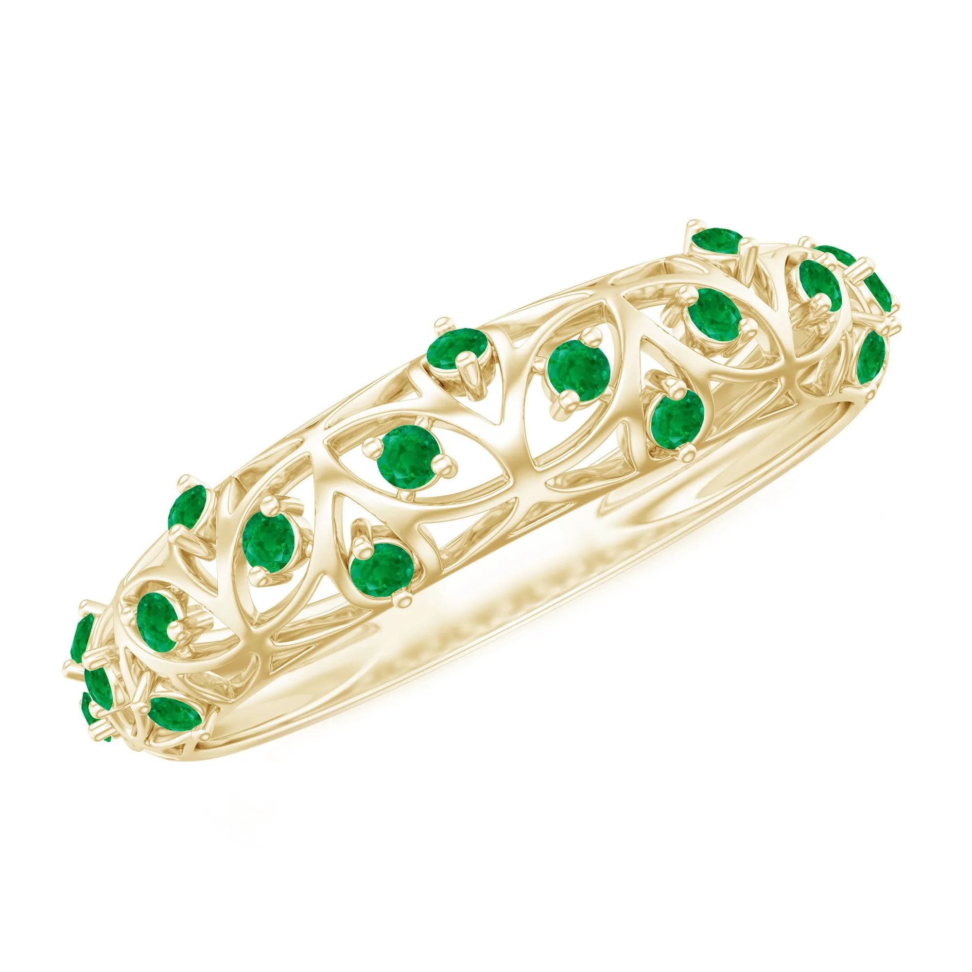 1/2 CT Emerald Filigree Band Ring in Prong Setting