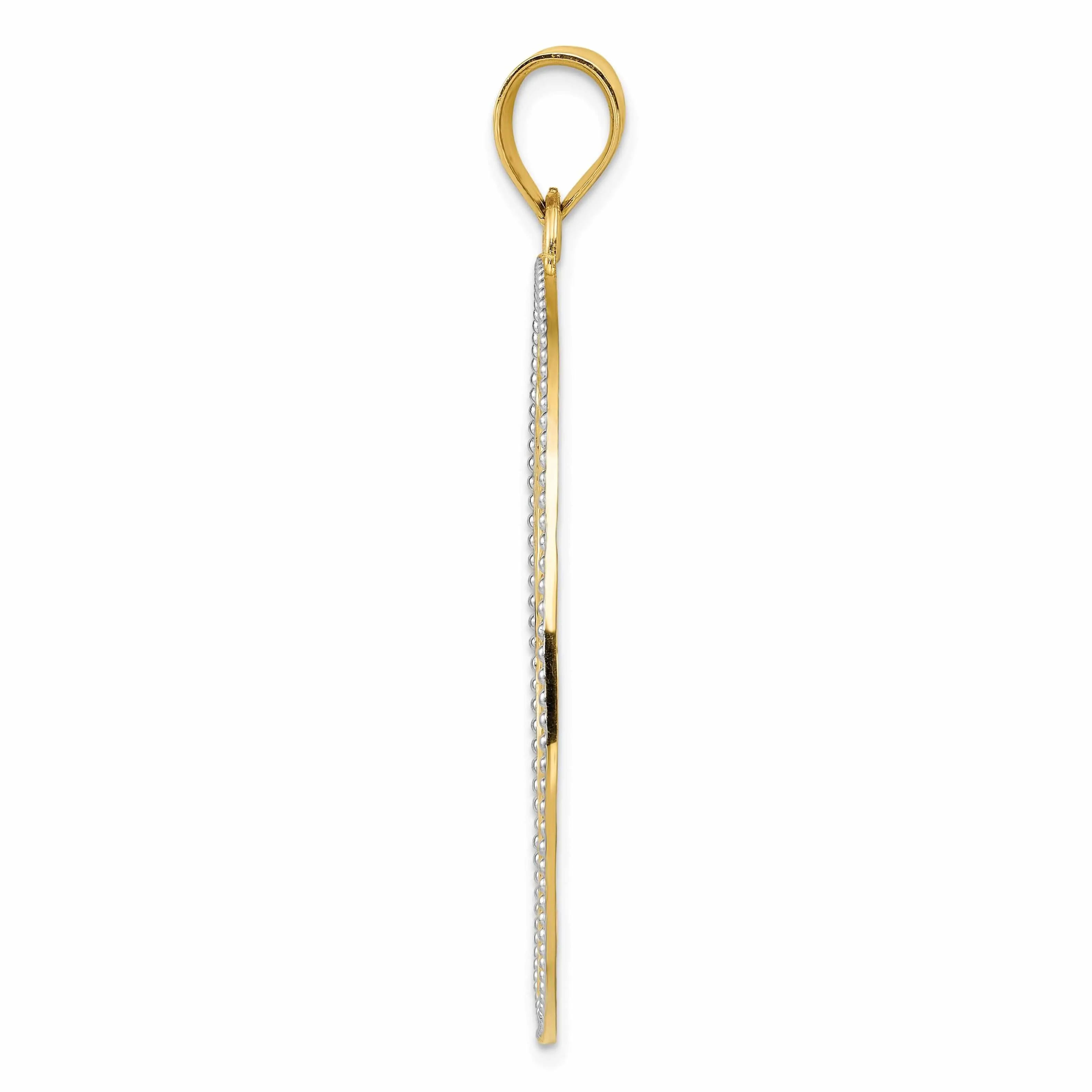 14 Two Tone Gold Diamond Cut Filigree Pendant