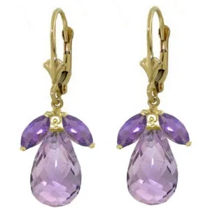 14.4 Carat 14K Solid Yellow Gold Alicia Amethyst Earrings