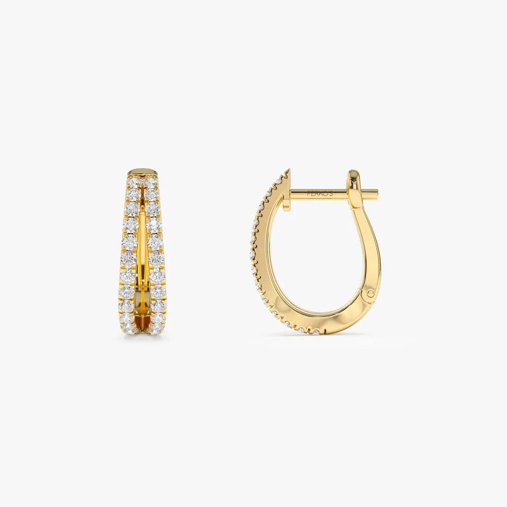 14k Double Hoop Diamond Earrings