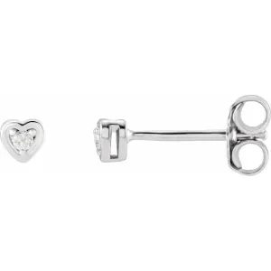 14K White Gold .03 CTW Natural Diamond Youth Heart Earrings