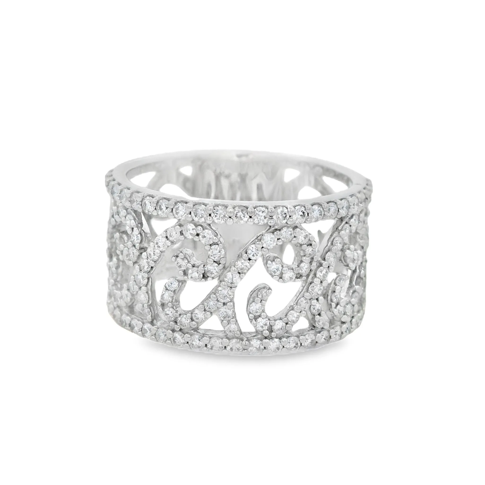14K White Gold 0.85ct. Diamond Filigree Fashion Ring