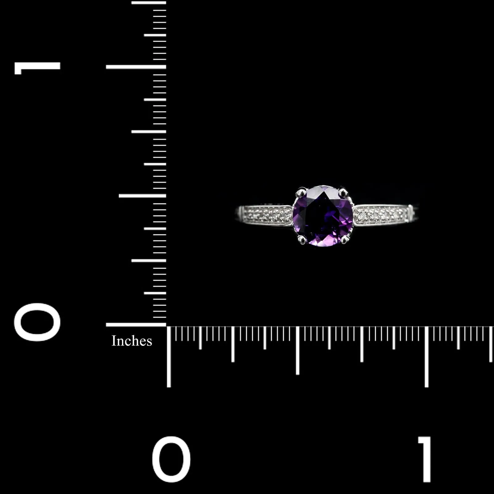 14K White Gold Estate Amethyst and Diamond Ring