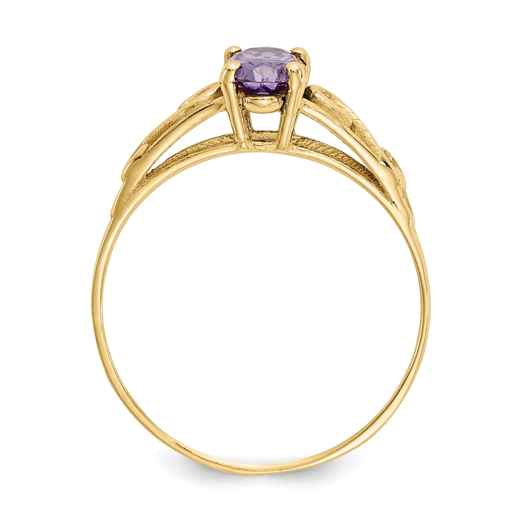14k Yellow Gold Synthetic Amethyst Ring