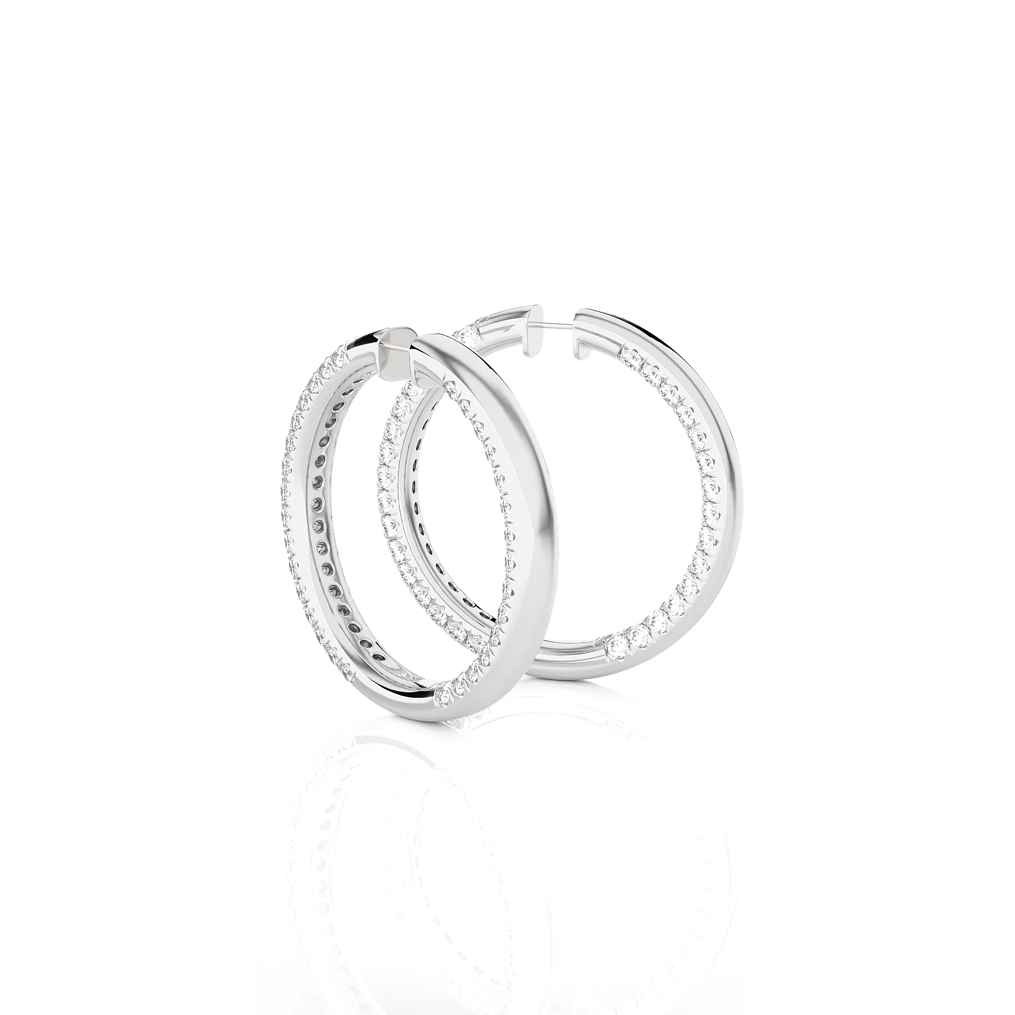 17 1/3 ctw Round Lab Grown Diamond Inside Out Hoop Earrings