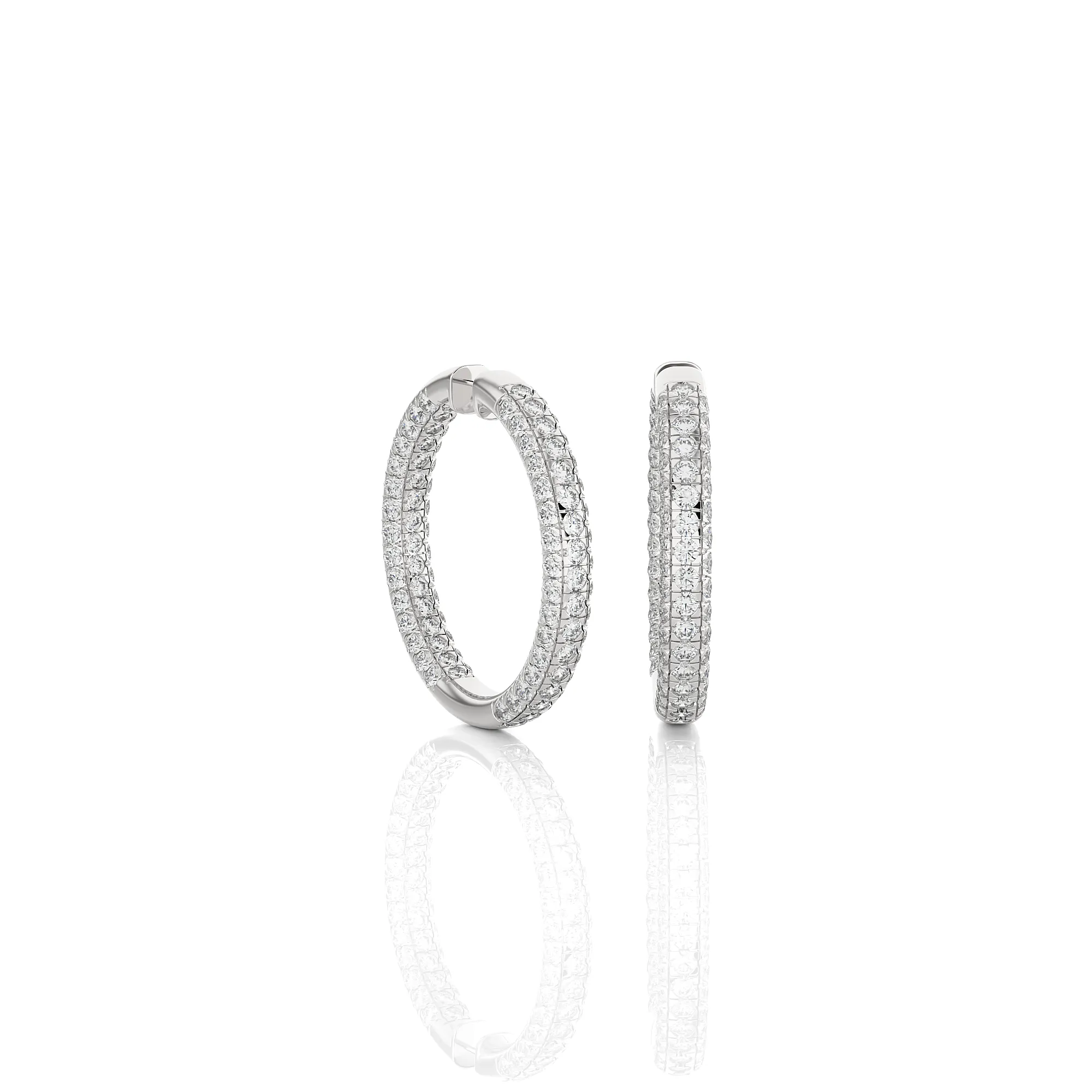 17 1/3 ctw Round Lab Grown Diamond Inside Out Hoop Earrings