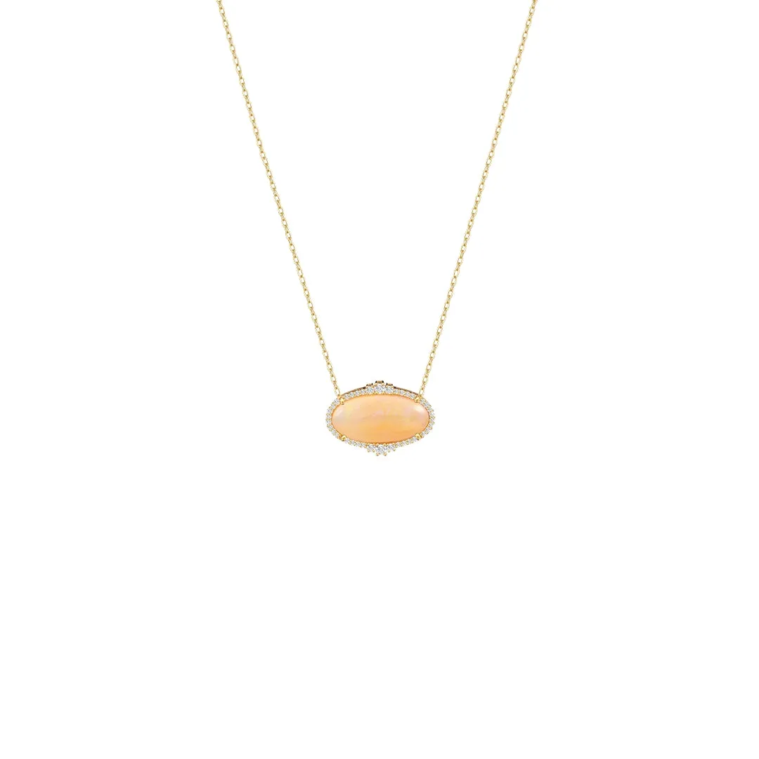 18K Gold Crystal Opal Diamond Necklace
