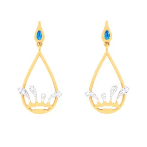 18k Rain Themed Exclusive Gold Diamond Earrings For Women