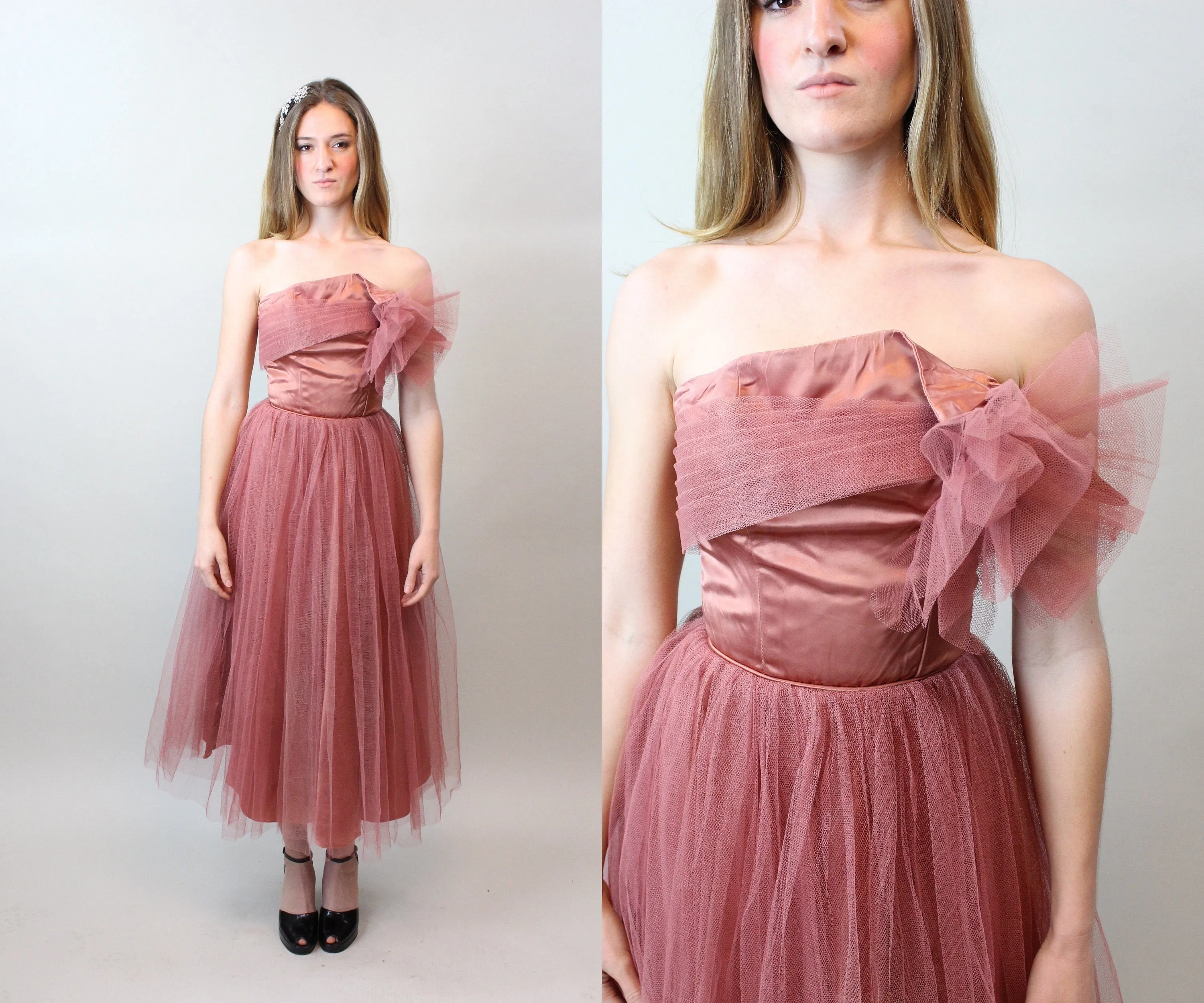 1950s EMMA DOMB coral cupcake tulle dress xxs  | new spring summer