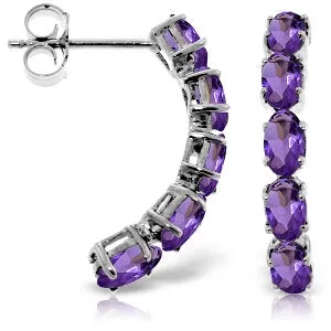 2.5 Carat 14K Solid White Gold Earrings Natural Amethyst