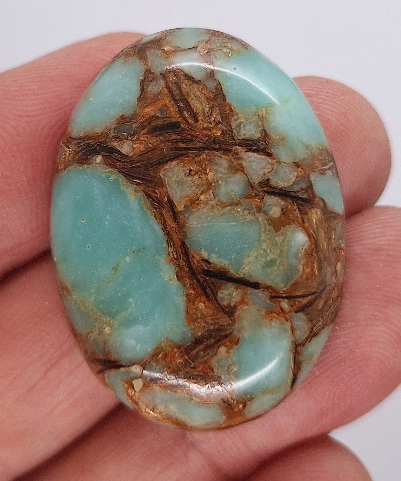 40x30mm Copper Matrix Turquoise Cabochon Flat Backed Stone 917xD