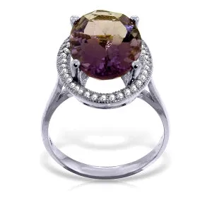5.28 Carat 14K Solid White Gold Ruffled Clouds Amethyst Diamond Ring