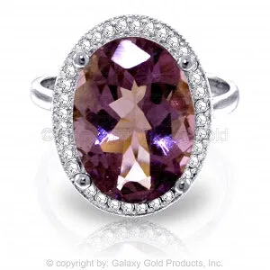 5.28 Carat 14K Solid White Gold Ruffled Clouds Amethyst Diamond Ring