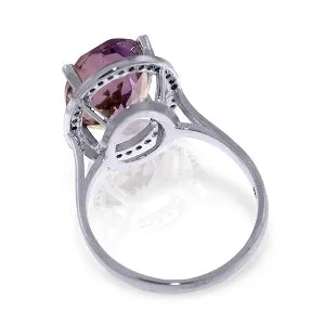 5.28 Carat 14K Solid White Gold Ruffled Clouds Amethyst Diamond Ring