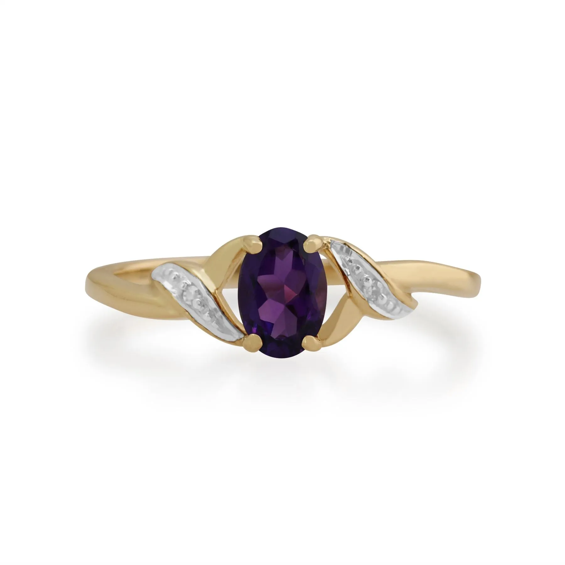 9 karat Gelbes Gold Amethyst & Diamant Ringe