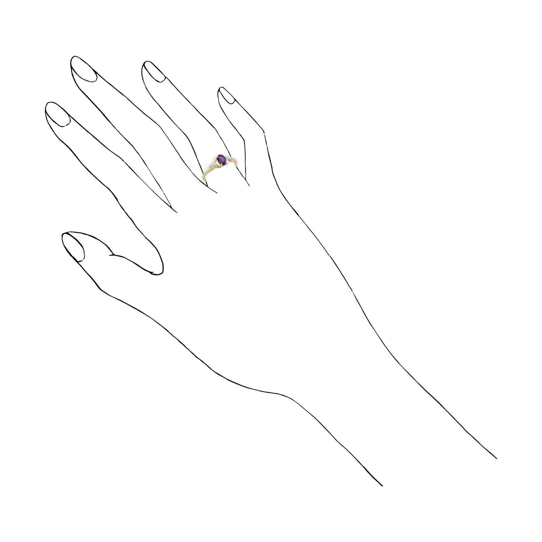 9 karat Gelbes Gold Amethyst & Diamant Ringe