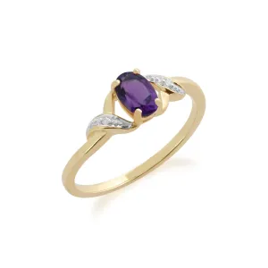9 karat Gelbes Gold Amethyst & Diamant Ringe