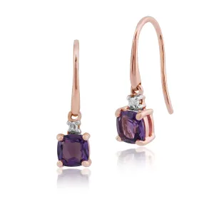 9 karat Rose Gold Amethyst & Diamant Fallen/ Lang Ohrringe