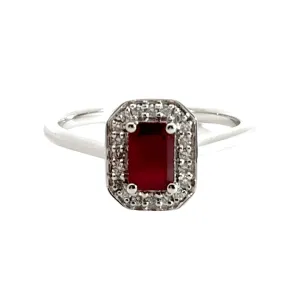 9CT White Gold Ruby & Diamond Ring
