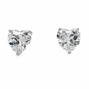 A855 Diamond Heart Post Earrings 8mm