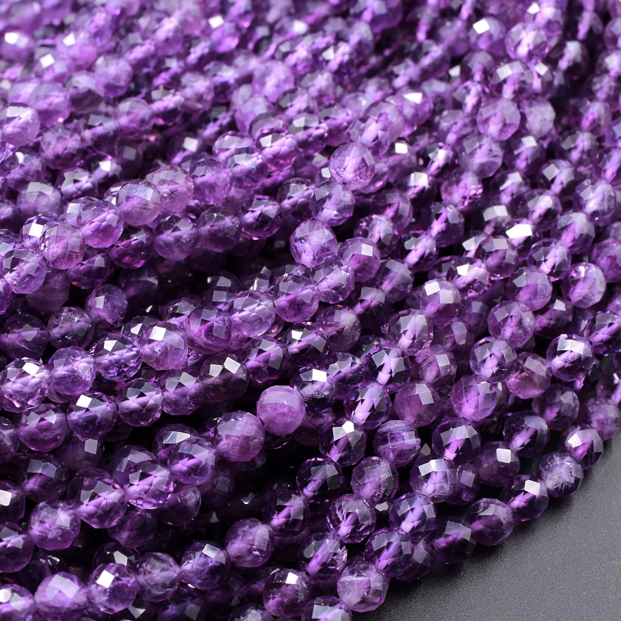 AAA Gorgeous Faceted Natural Amethyst Round Beads 2mm 3mm 4mm 5mm 6mm Micro Faceted Genuine Natural Purple Gemstone Beads 15.5" Strand