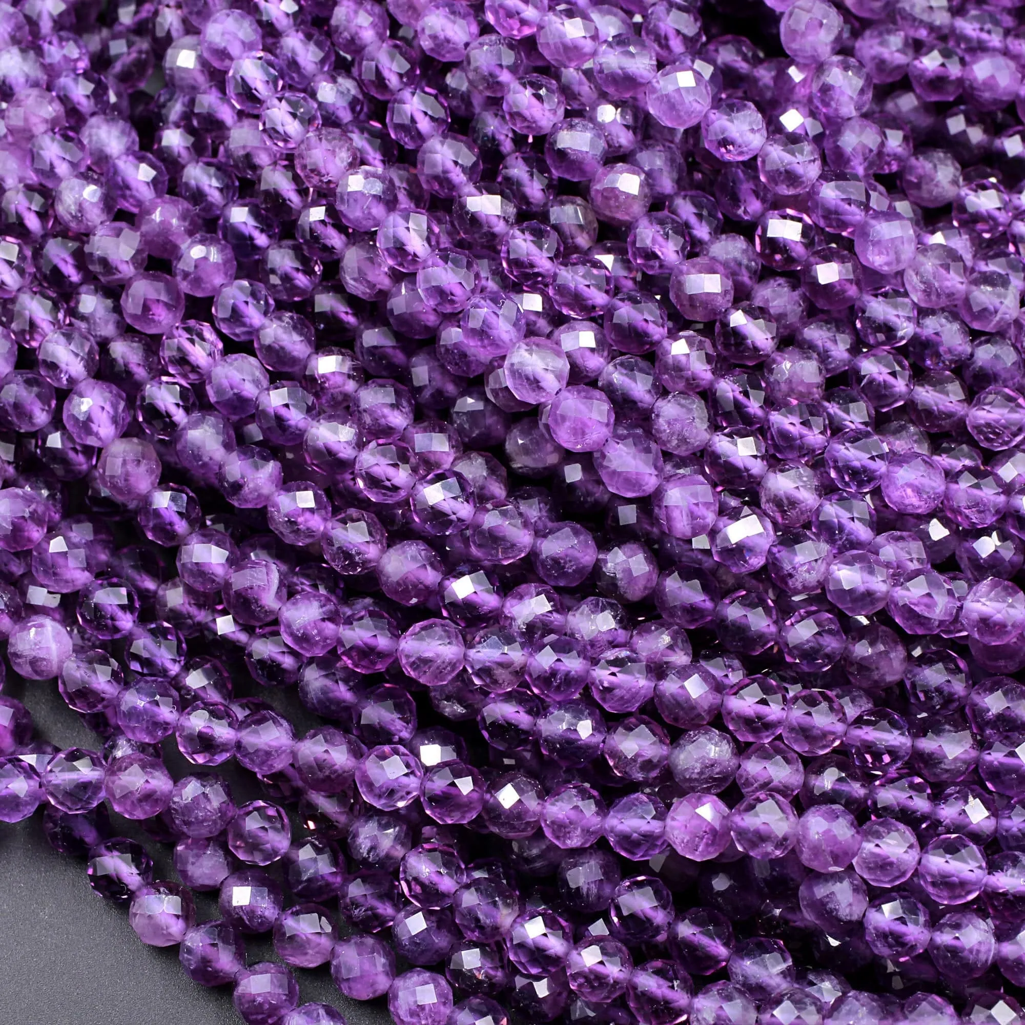 AAA Gorgeous Faceted Natural Amethyst Round Beads 2mm 3mm 4mm 5mm 6mm Micro Faceted Genuine Natural Purple Gemstone Beads 15.5" Strand