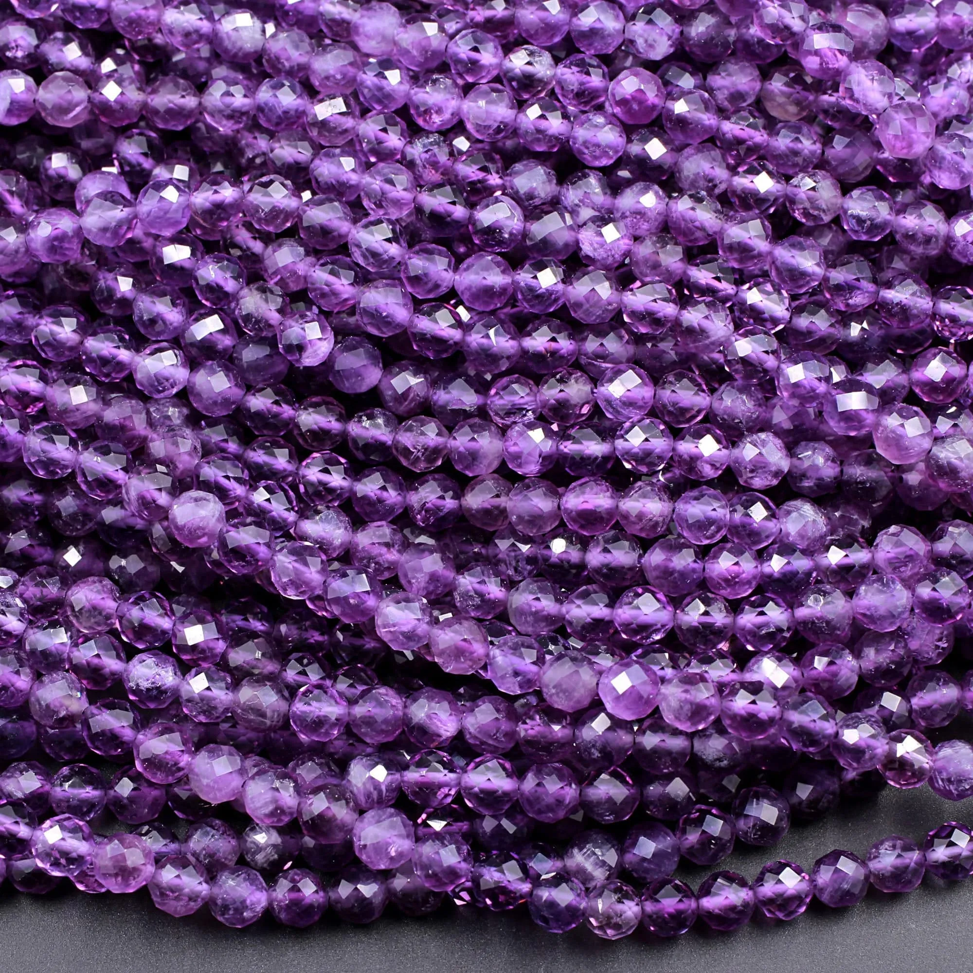 AAA Gorgeous Faceted Natural Amethyst Round Beads 2mm 3mm 4mm 5mm 6mm Micro Faceted Genuine Natural Purple Gemstone Beads 15.5" Strand