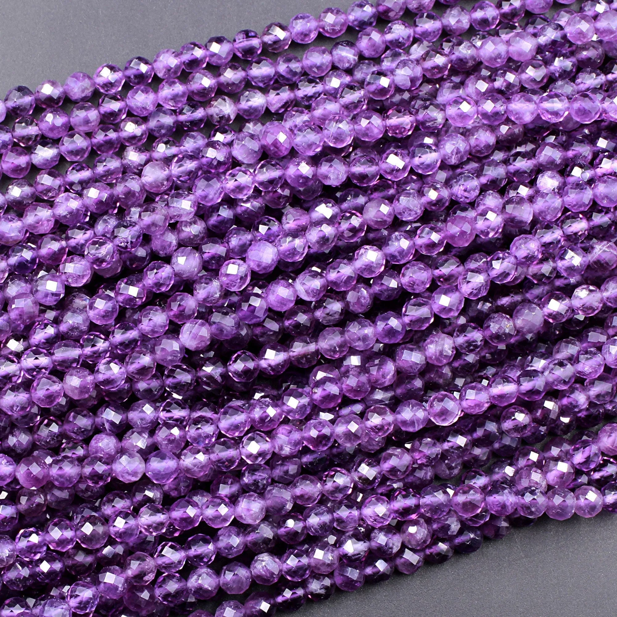 AAA Gorgeous Faceted Natural Amethyst Round Beads 2mm 3mm 4mm 5mm 6mm Micro Faceted Genuine Natural Purple Gemstone Beads 15.5" Strand