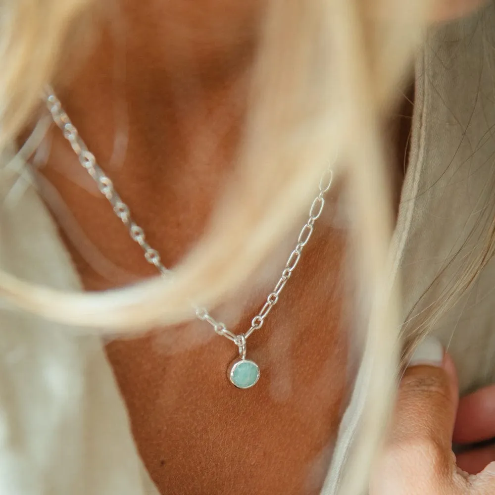 Amazonite Chunky Healing Stone Necklace Sterling Silver