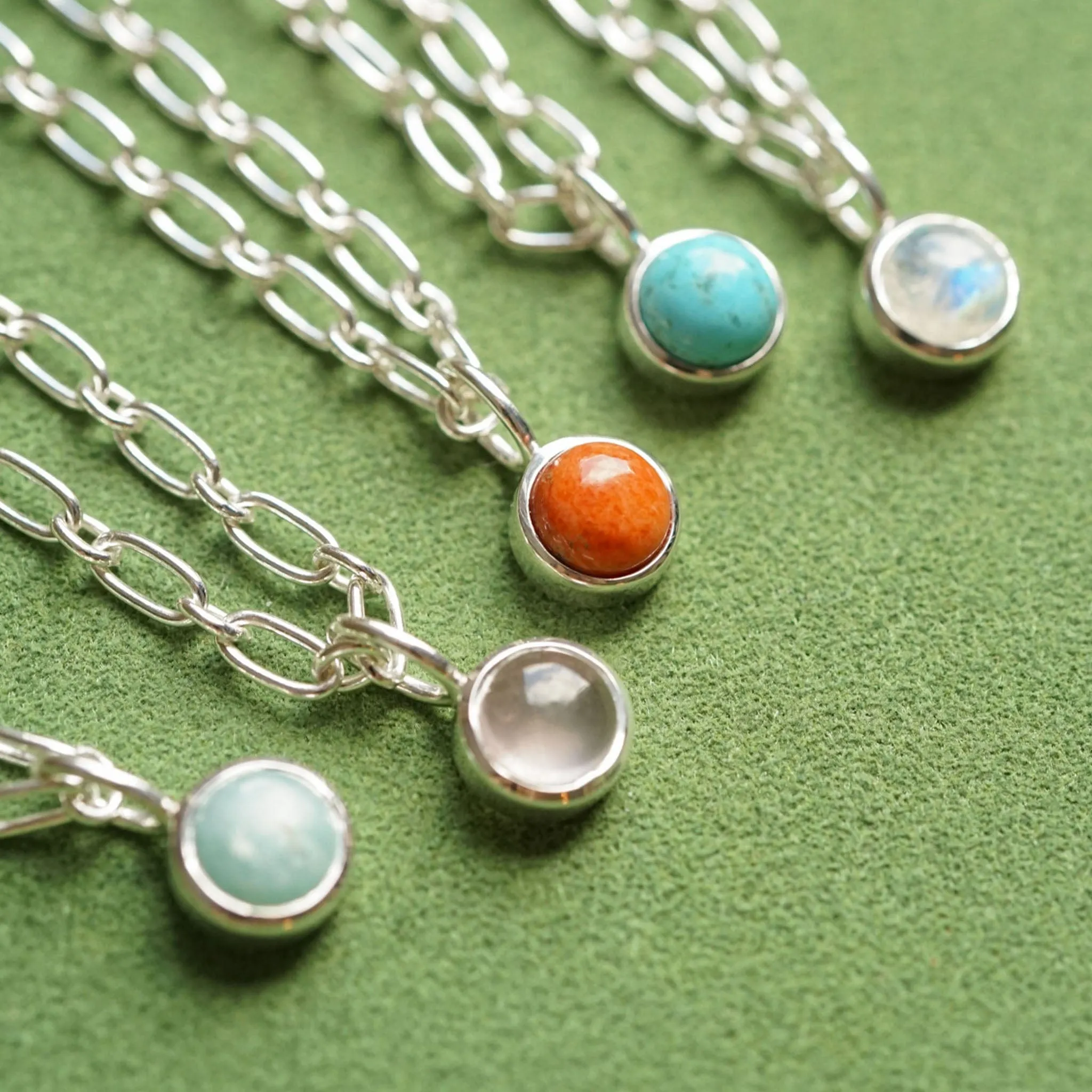 Amazonite Chunky Healing Stone Necklace Sterling Silver
