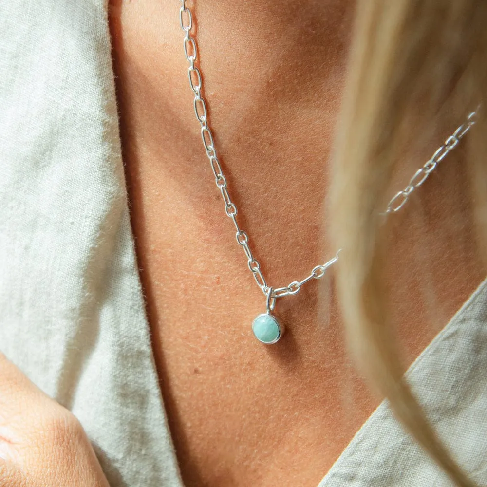 Amazonite Chunky Healing Stone Necklace Sterling Silver