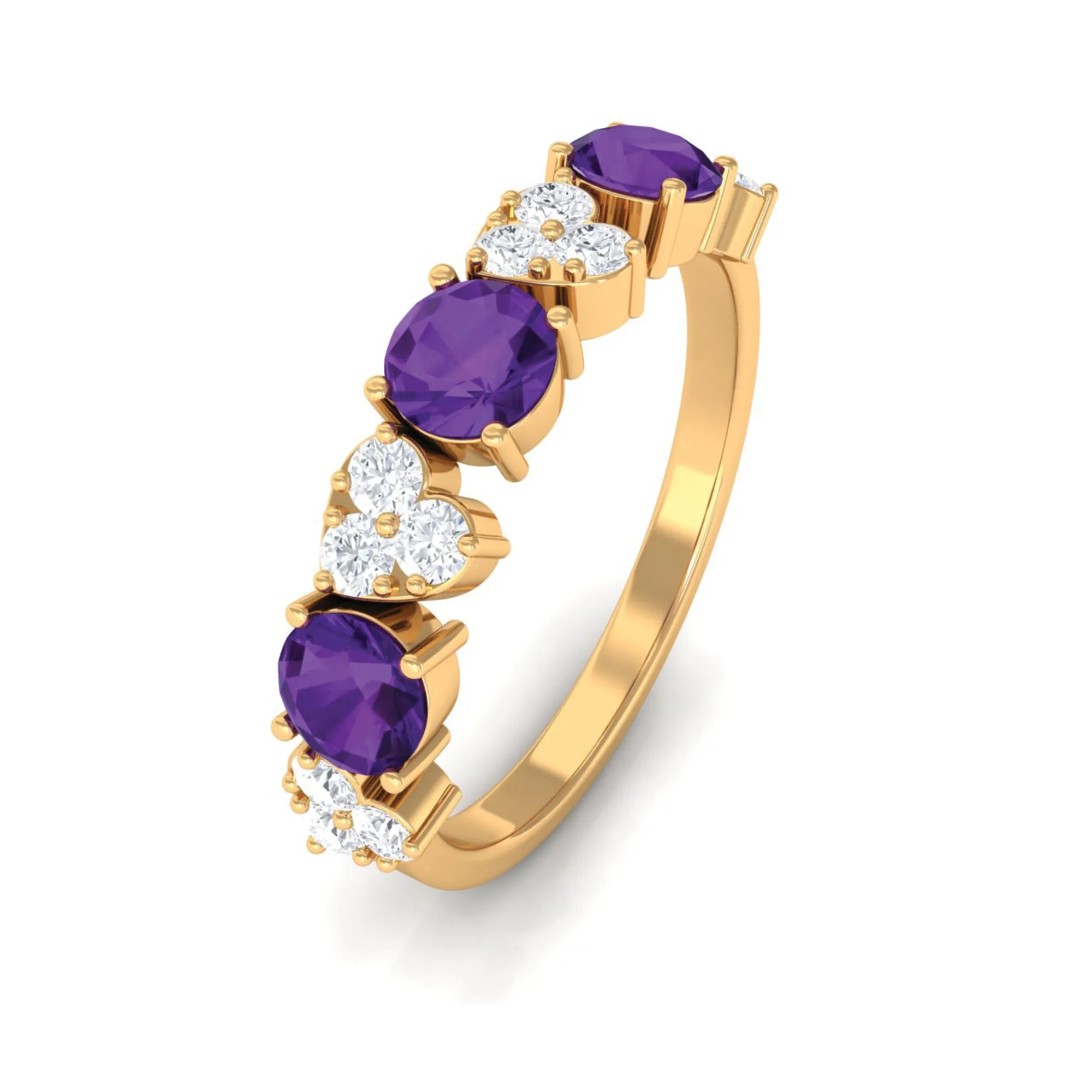 Amethyst and Diamond Heart Shape Alternate Eternity Ring