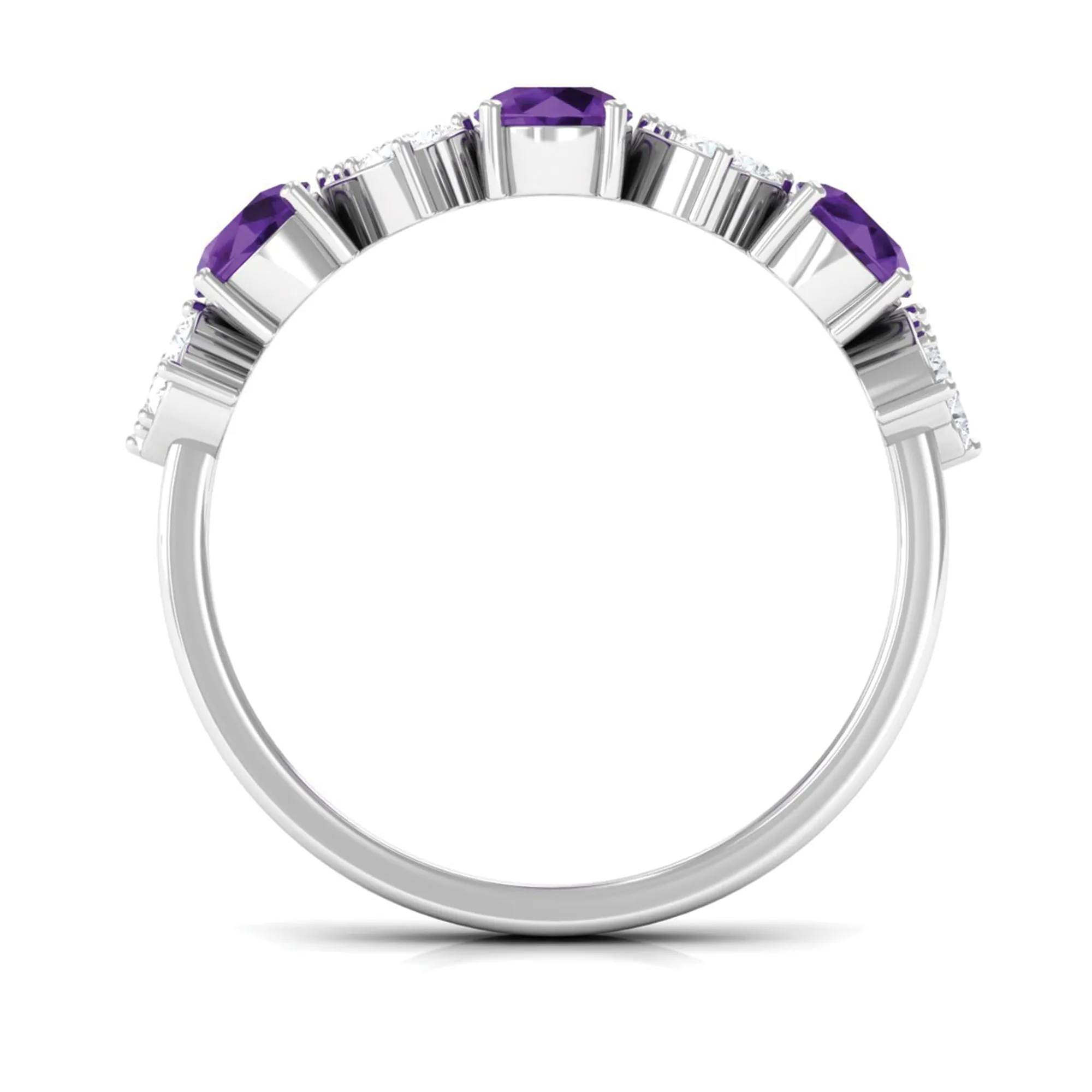 Amethyst and Diamond Heart Shape Alternate Eternity Ring
