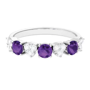 Amethyst and Diamond Heart Shape Alternate Eternity Ring