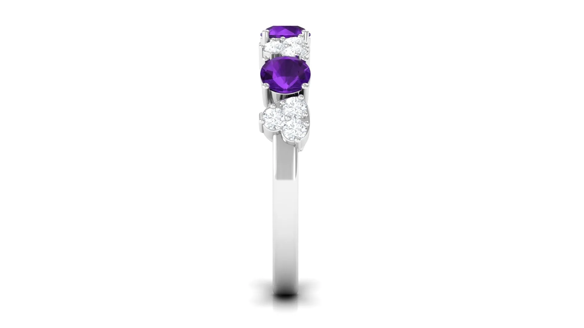 Amethyst and Diamond Heart Shape Alternate Eternity Ring