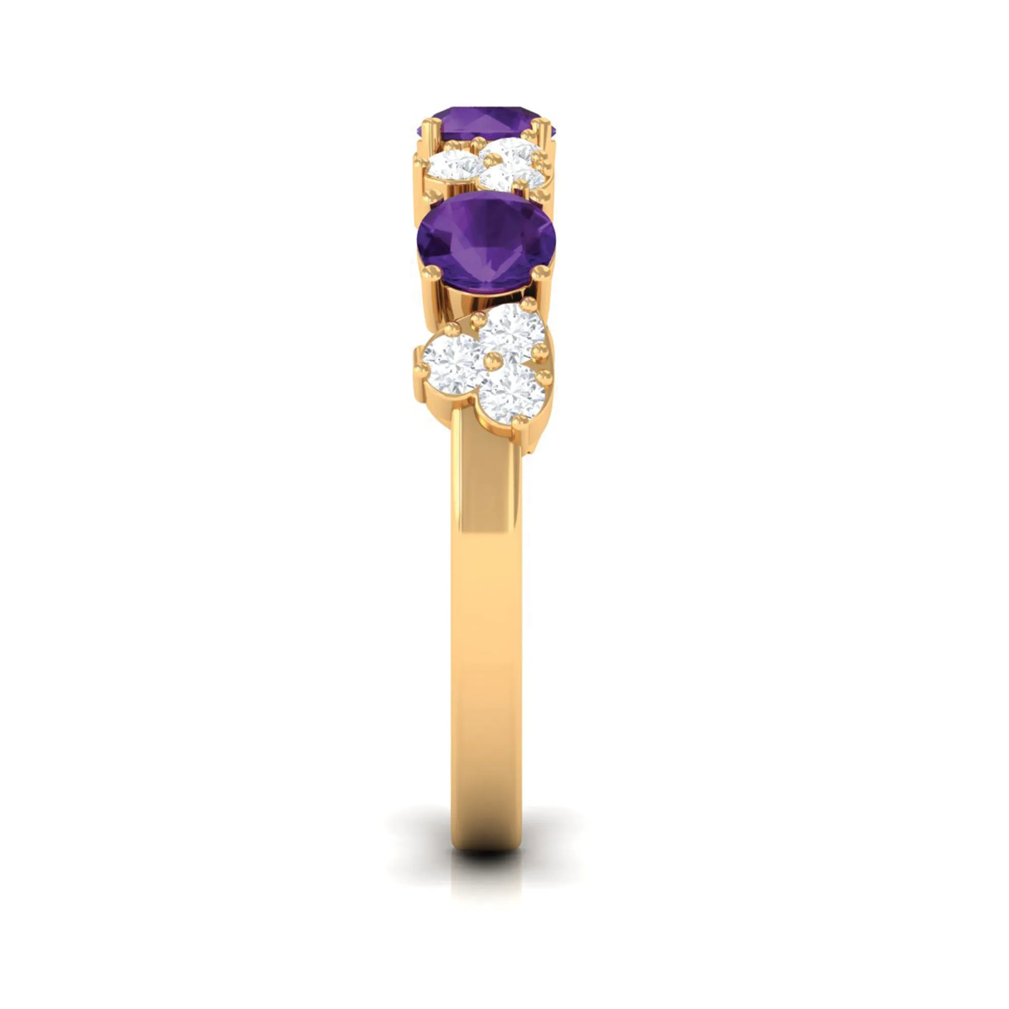 Amethyst and Diamond Heart Shape Alternate Eternity Ring