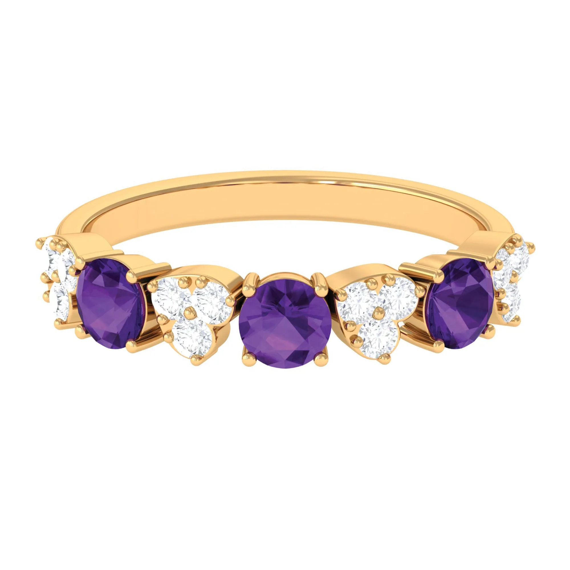 Amethyst and Diamond Heart Shape Alternate Eternity Ring