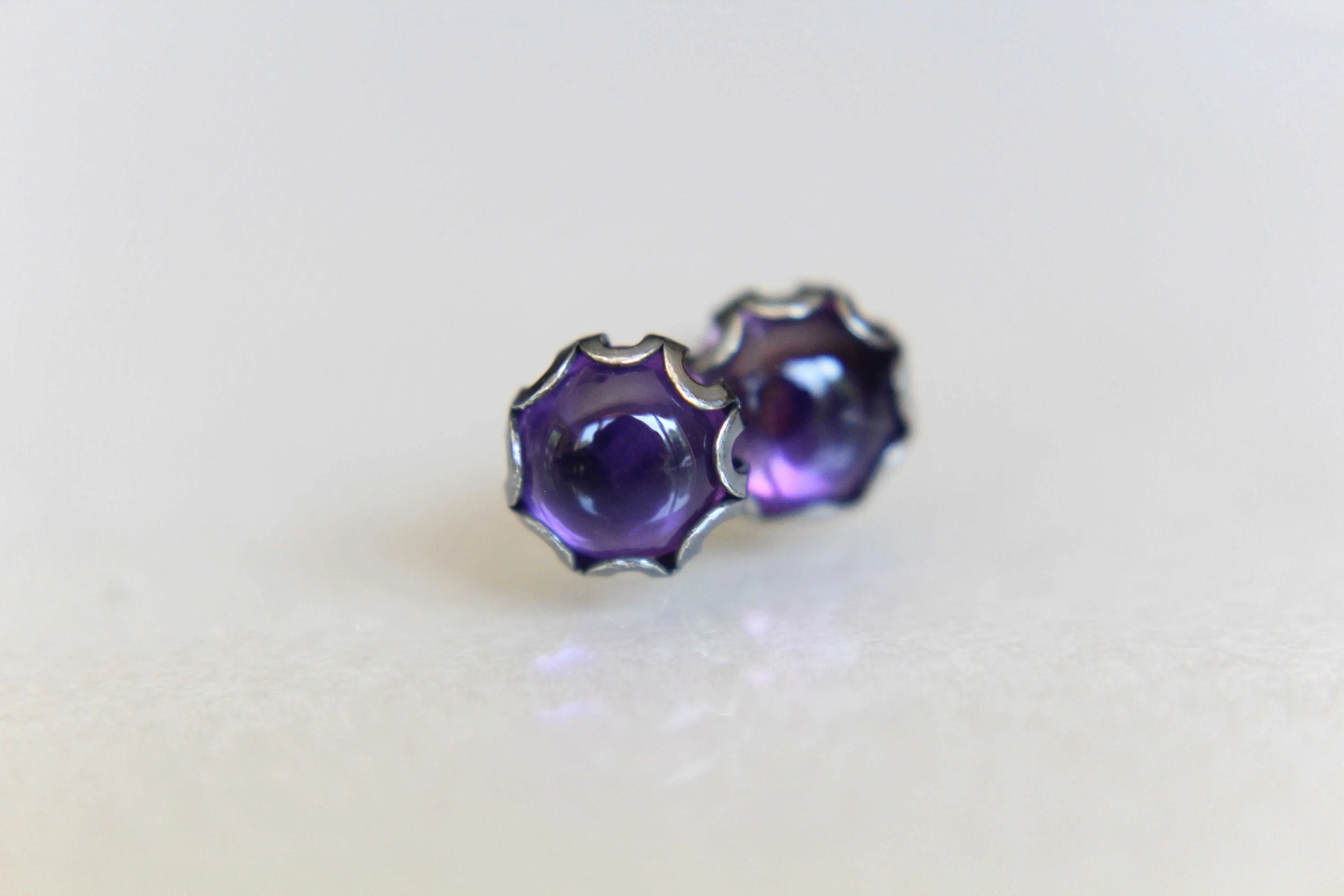 Amethyst Earrings, Stud Earrings, Oxidized Silver Earrings, Unique Amethyst Earrings, Gemstone Earrings, 5mm Amethyst Earrings, Feburary
