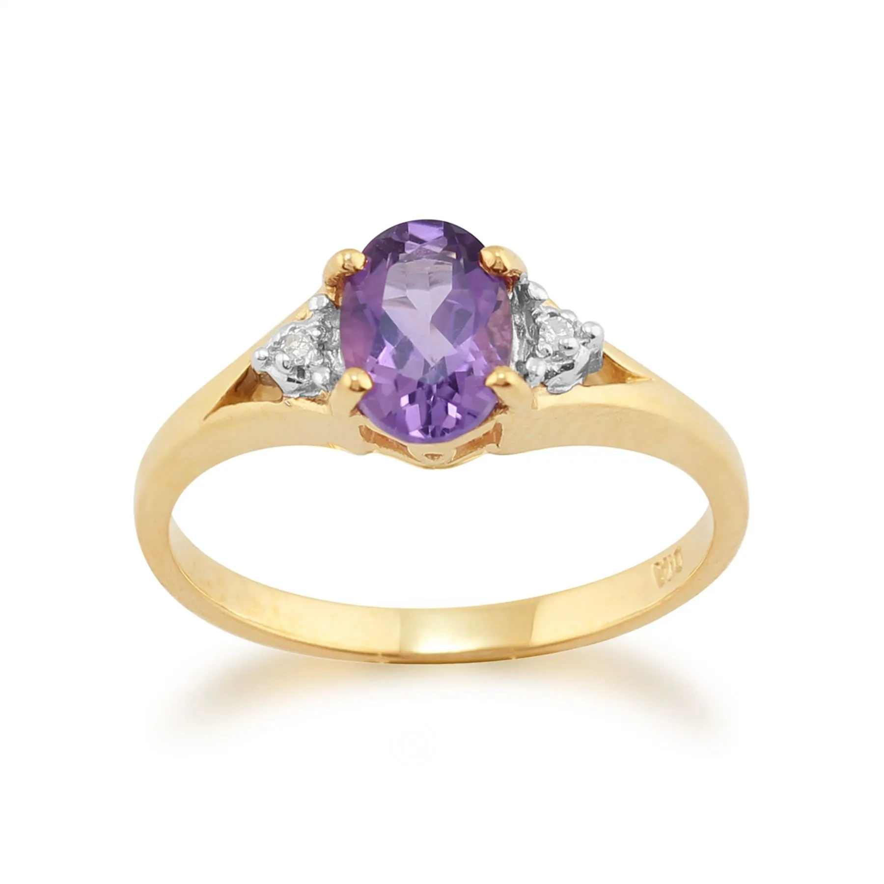Amethyst Ringe, 9 Karat Gelbgold 0.63ct Amethyst & Diamant Solitär Ring
