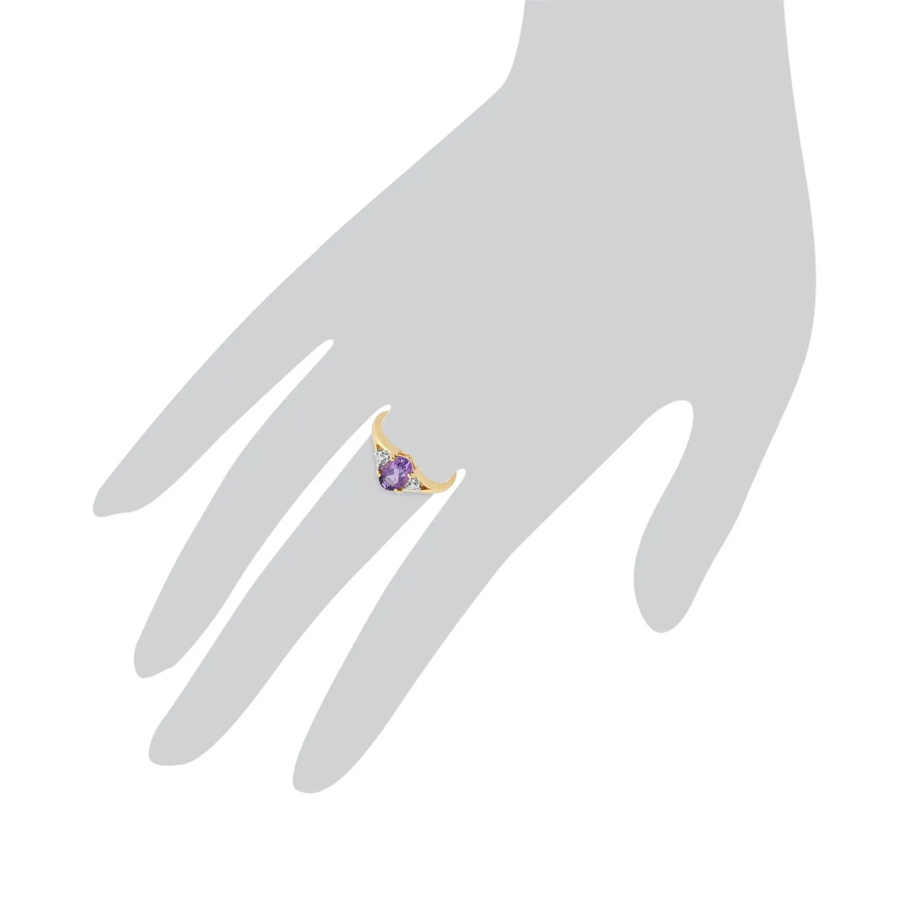 Amethyst Ringe, 9 Karat Gelbgold 0.63ct Amethyst & Diamant Solitär Ring