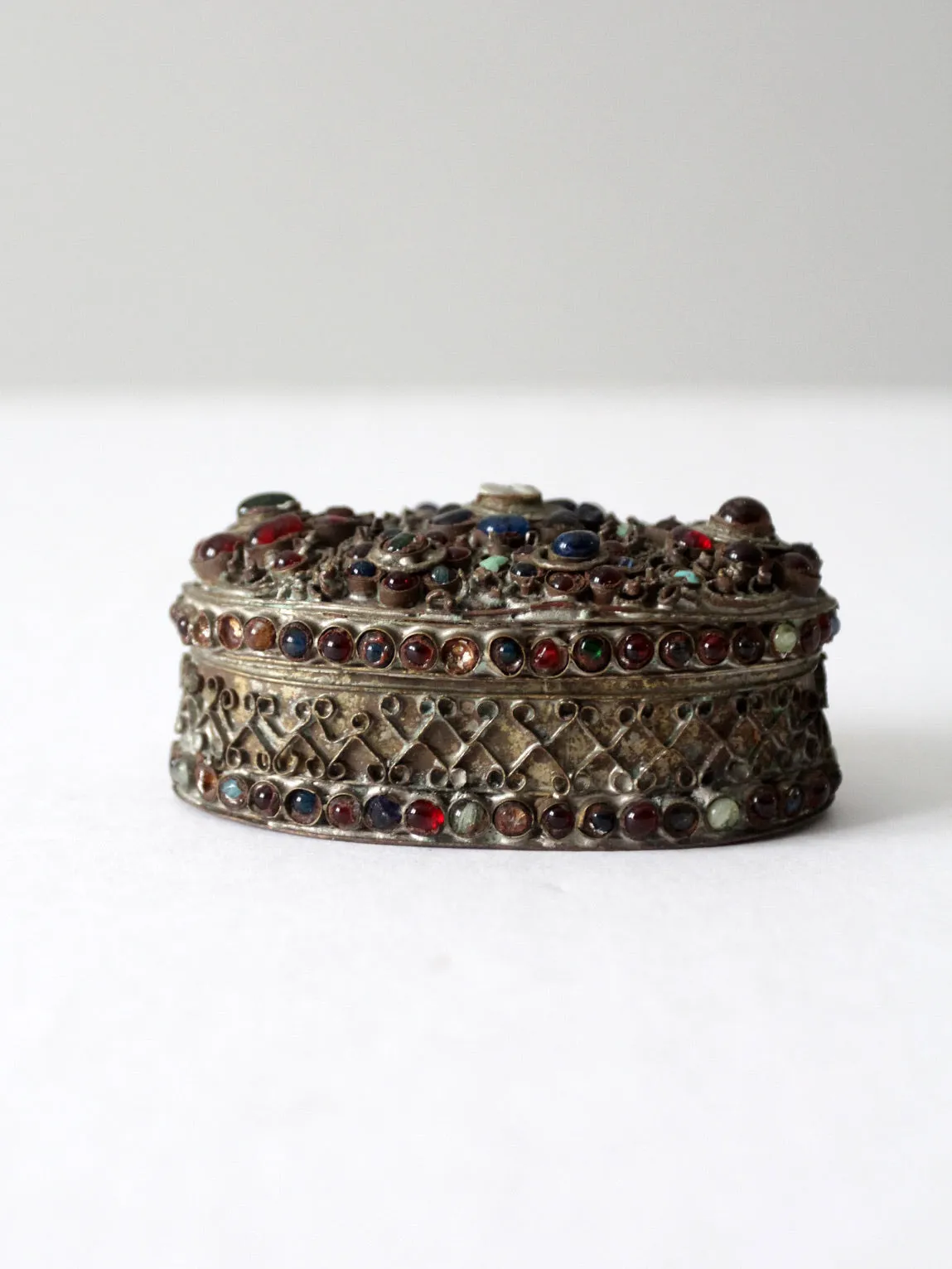 antique brass filigree with stone box