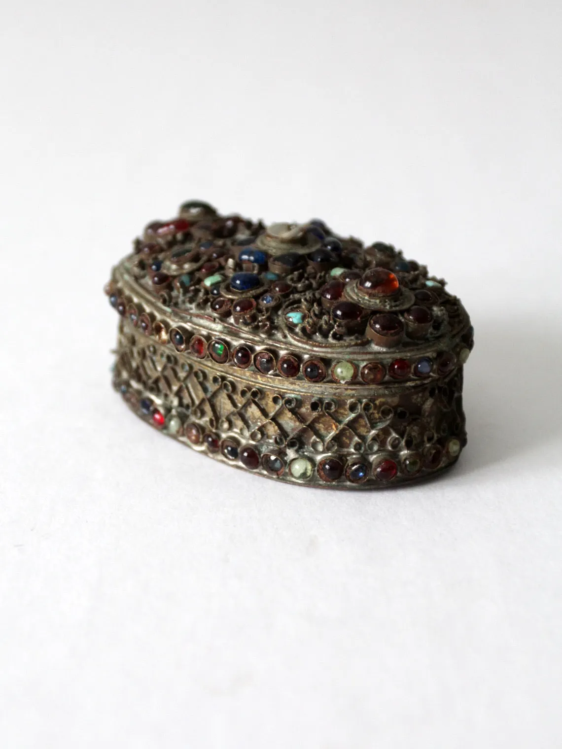 antique brass filigree with stone box