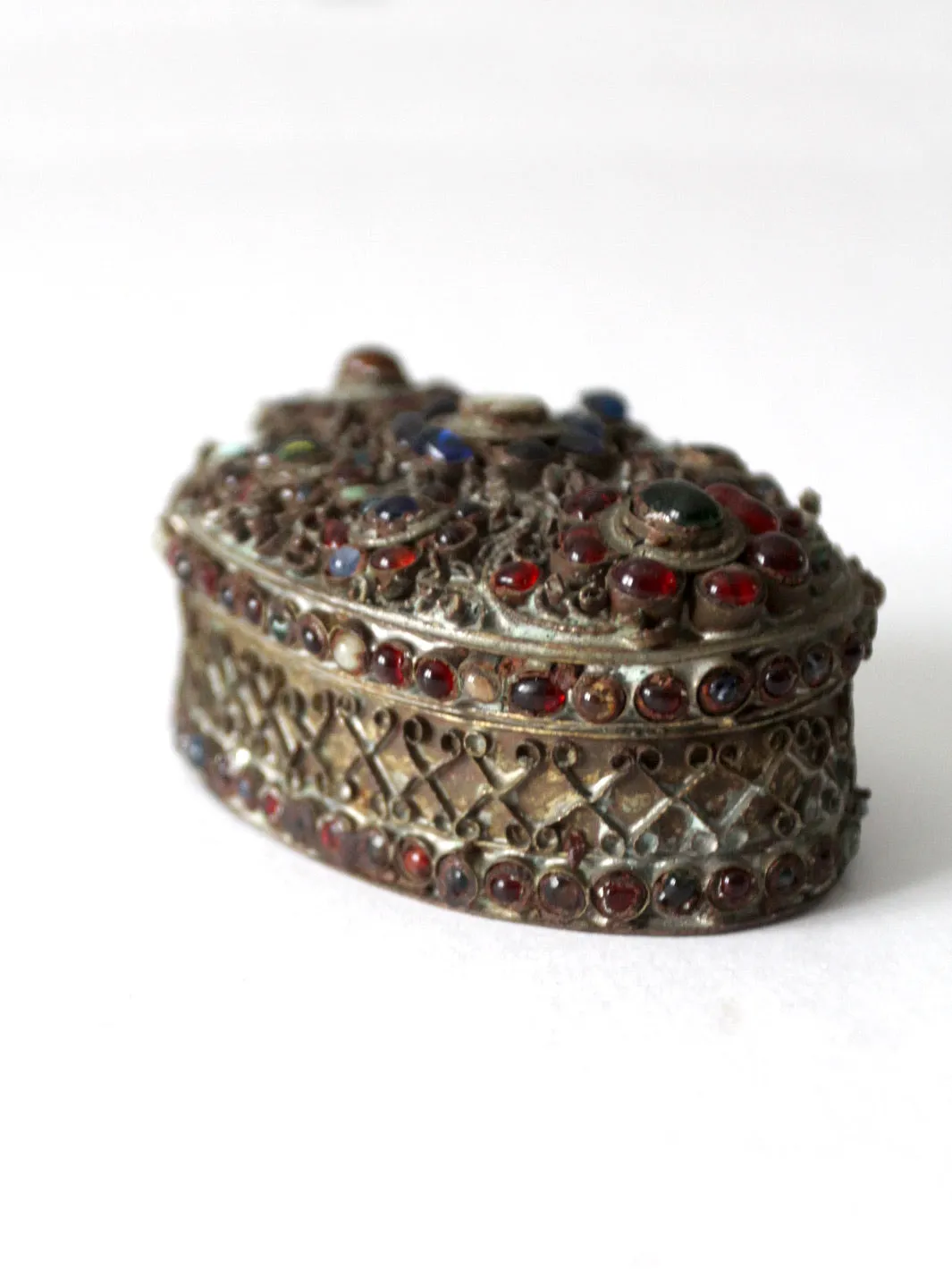 antique brass filigree with stone box