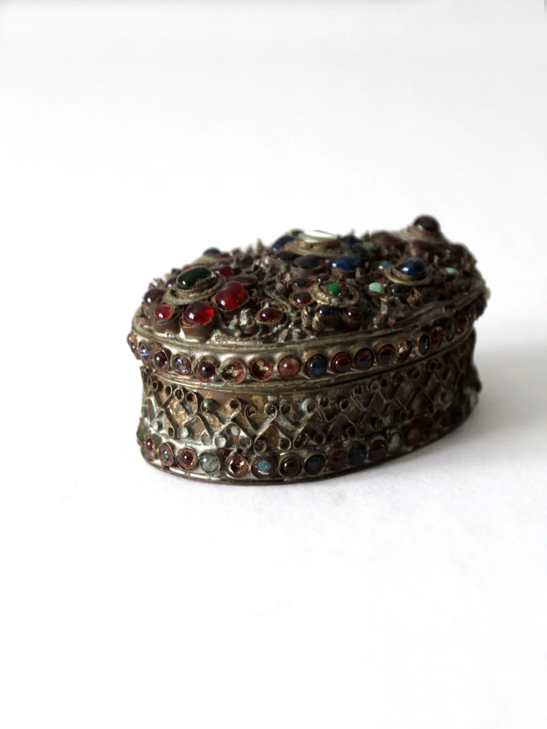 antique brass filigree with stone box