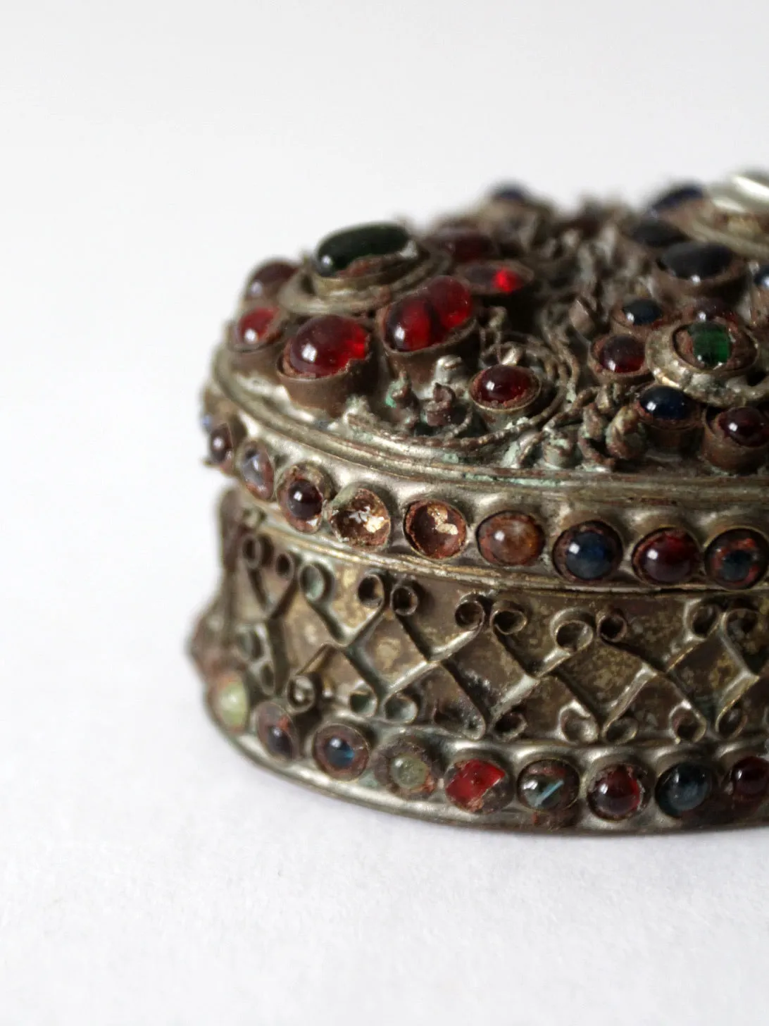 antique brass filigree with stone box