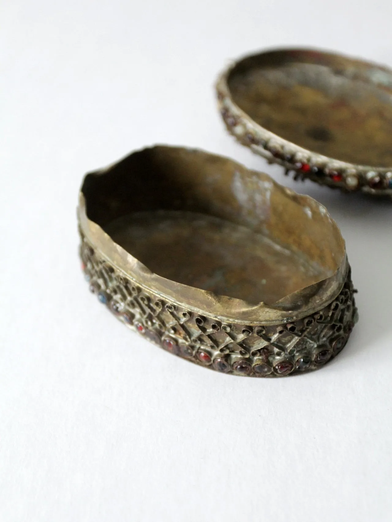 antique brass filigree with stone box